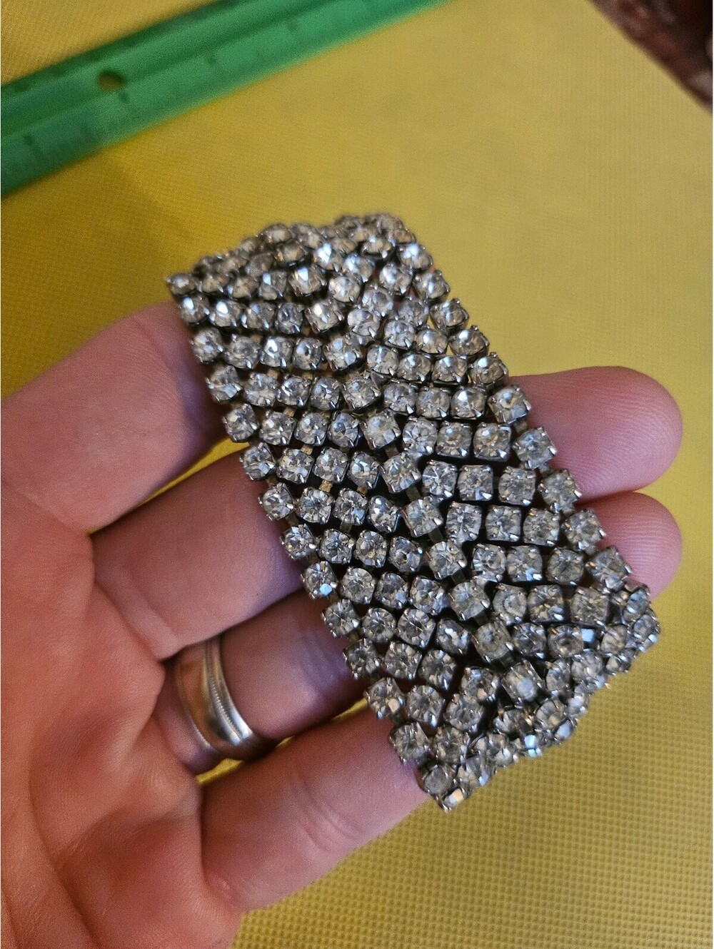 Gorgeous Glass Diamond Expansion Bracelet, - as shown - as is